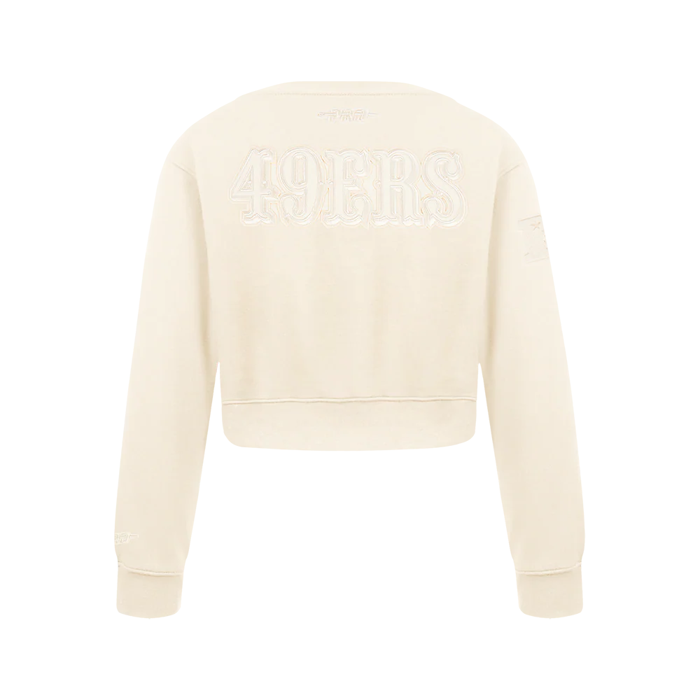 NFL SAN FRANCISCO 49ERS NEUTRAL BIG GIRLS FLEECE CREWNECK (EGGSHELL) - Image 3