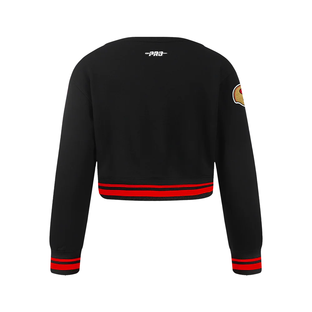 NFL SAN FRANCISCO 49ERS RETRO CLASSIC BIG GIRLS  RIB FLEECE CREWNECK (BLACK/RED/BLACK) - Image 3