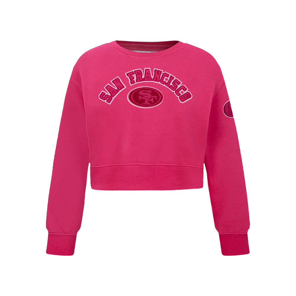 NFL SAN FRANCISCO 49ERS TRIPLE PINK BIG GIRLS FLEECE CREWNECK (BEETROOT PURPLE)
