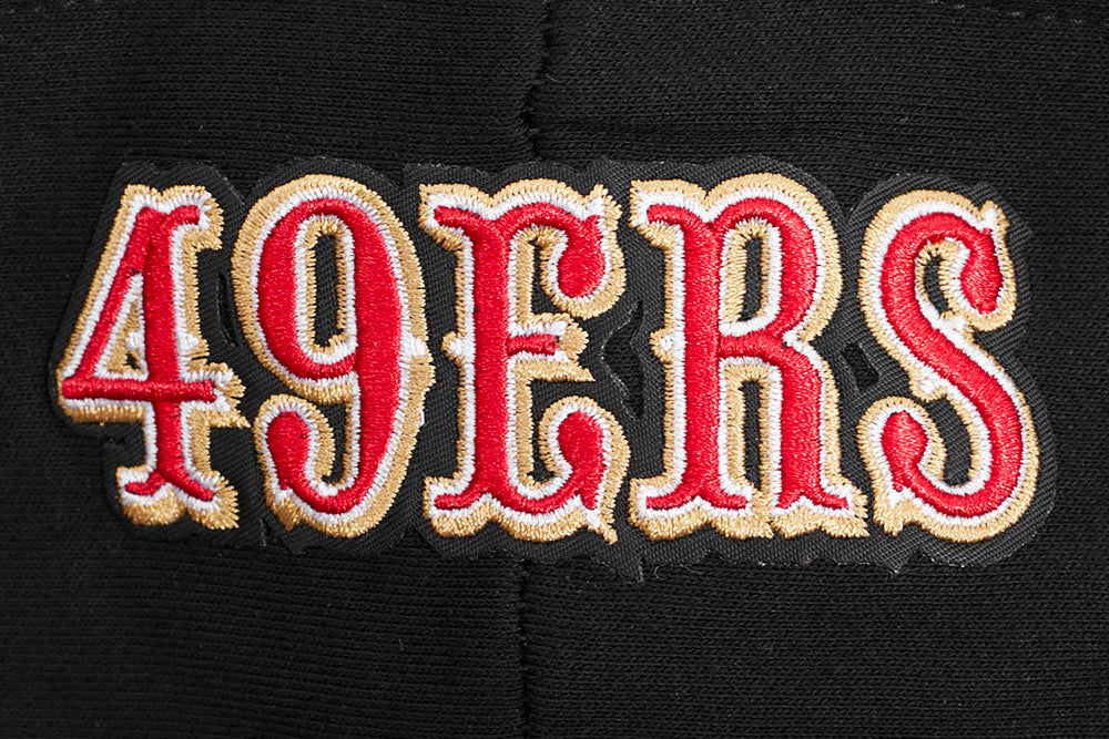 NFL SAN FRANCISCO 49ERS SCRIPT TAIL WOMEN'S RIB FLEECE CROPPED PULLOVER HOODIE (BLACK/RED/BLACK) - Image 9