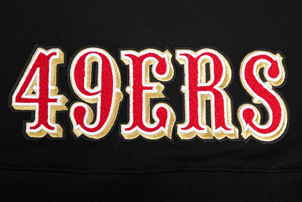 NFL SAN FRANCISCO 49ERS CLASSIC FLEECE CROPPED PULLOVER HOODIE (BLACK) - Image 5