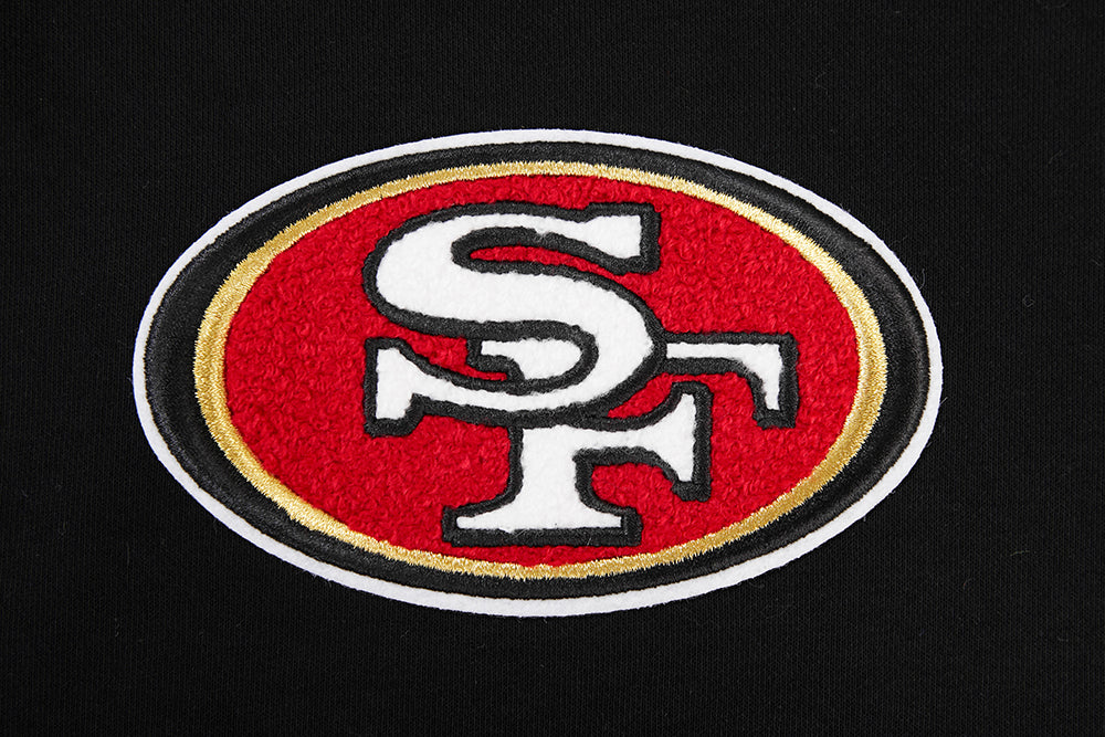 NFL SAN FRANCISCO 49ERS CLASSIC FLEECE CROPPED PULLOVER HOODIE (BLACK) - Image 6