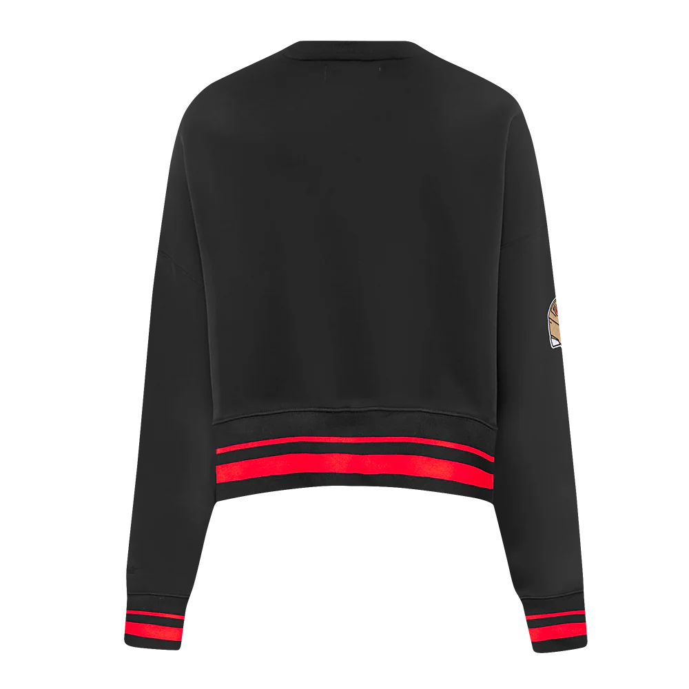 NFL SAN FRANCISCO 49ERS MASHUP WOMEN'S RIB CREWNECK (BLACK/RED/BLACK) - Image 3