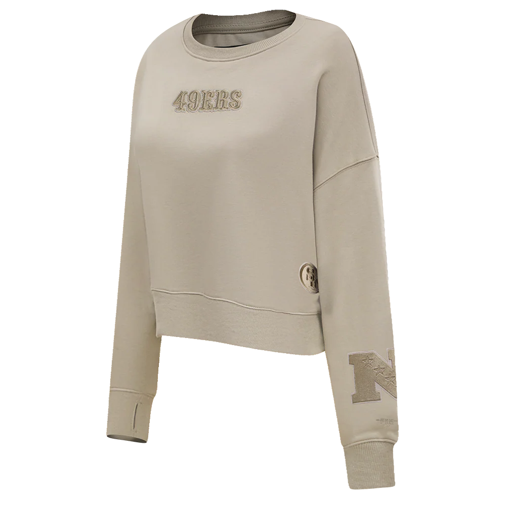 NFL SAN FRANCISCO 49ERS WINGSPAN WOMEN'S FLEECE CREWNECK (TAUPE) - Image 4