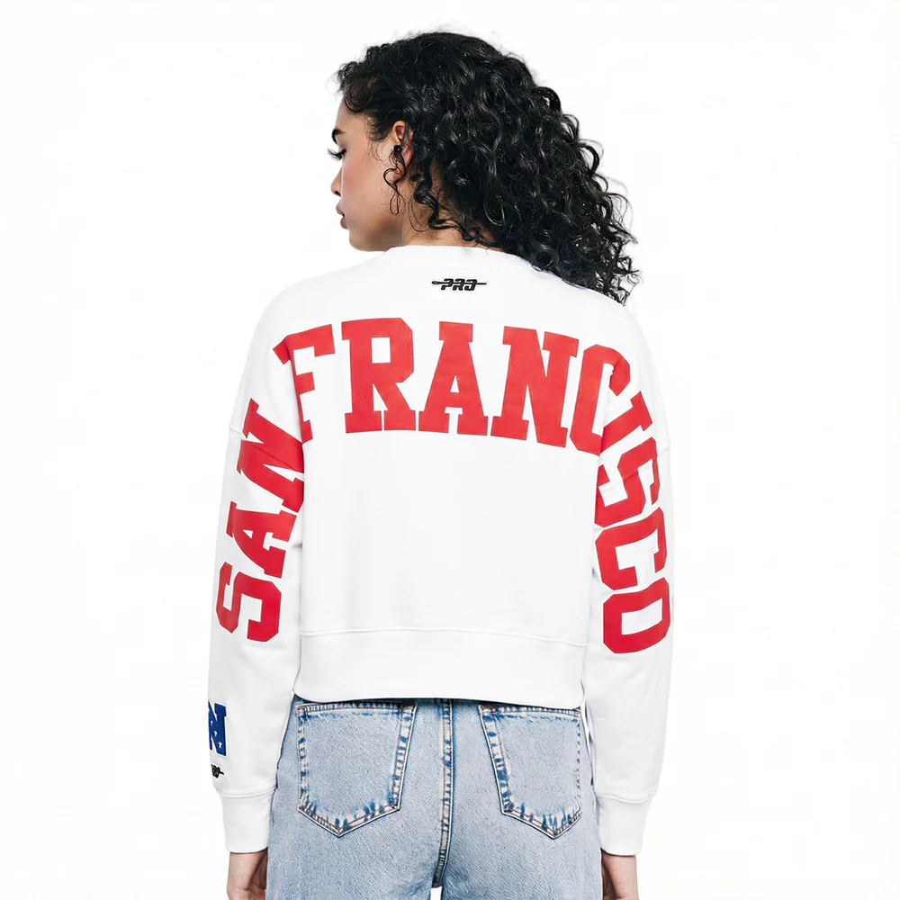 NFL SAN FRANCISCO 49ERS WINGSPAN WOMEN'S FLC CREWNECK (WHITE)