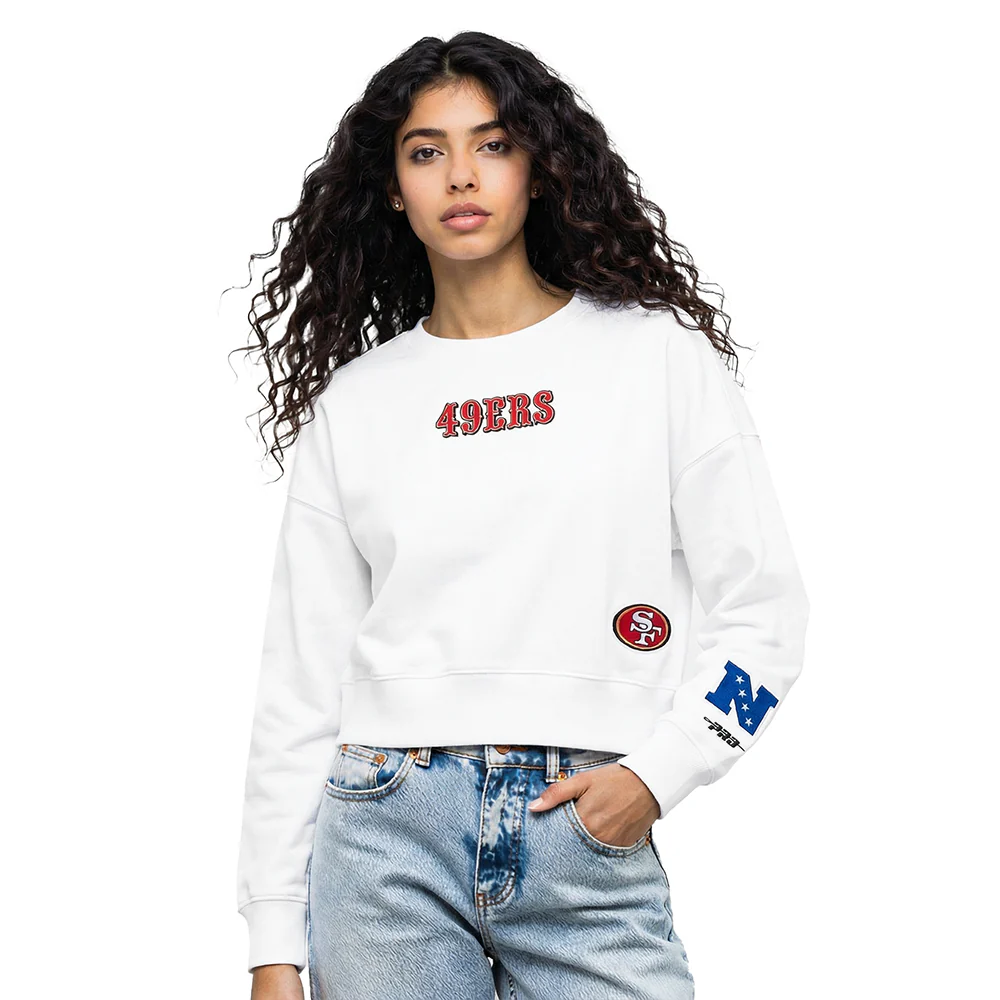 NFL SAN FRANCISCO 49ERS WINGSPAN WOMEN'S FLC CREWNECK (WHITE) - Image 2
