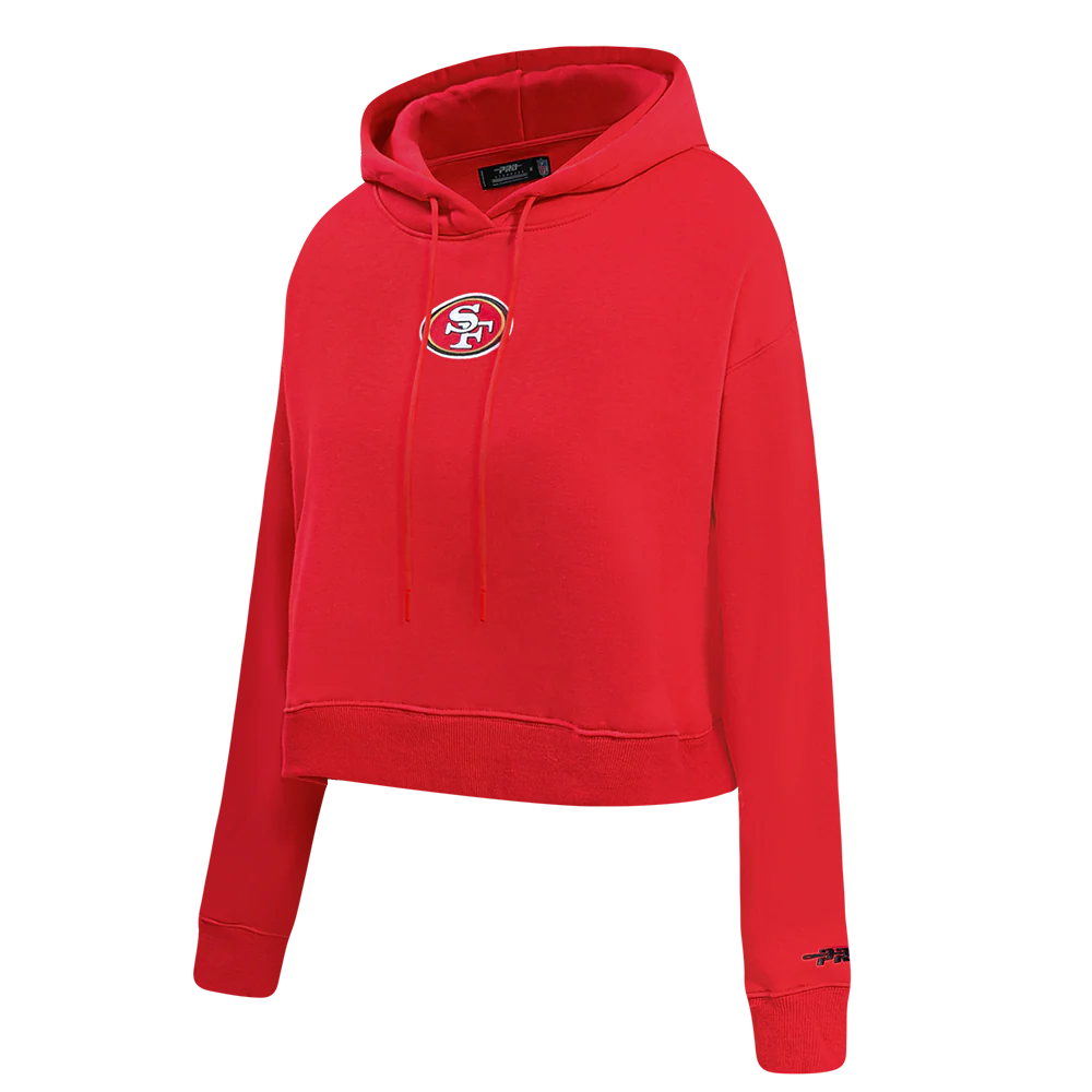 NFL SAN FRANCISCO 49ERS WINGSPAN WOMEN'S FLC CROPPED PO HOODIE (RED) - Image 4