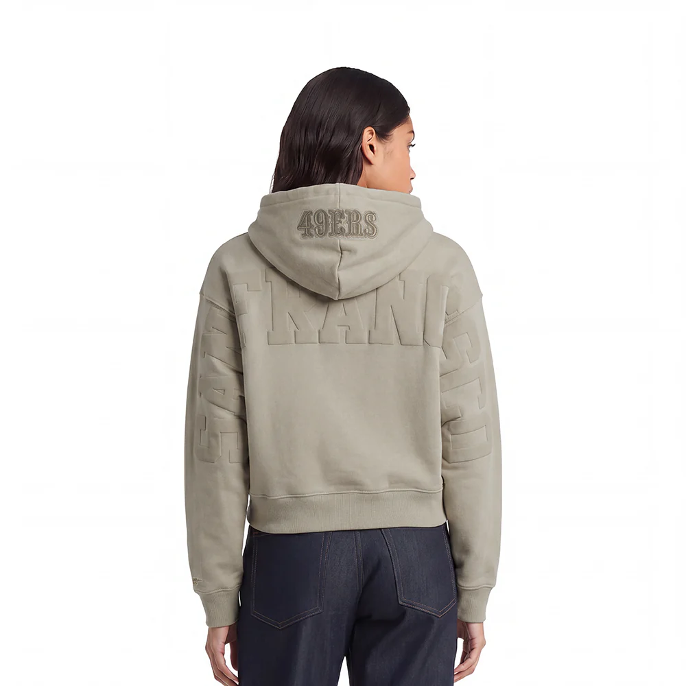 NFL SAN FRANCISCO 49ERS WINGSPAN WOMEN'S FLC CROPPED PO HOODIE (TAUPE)