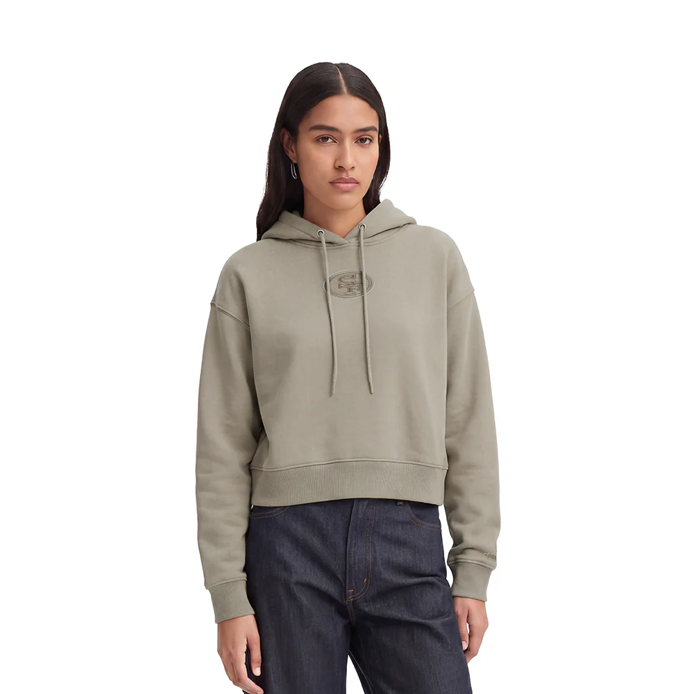 NFL SAN FRANCISCO 49ERS WINGSPAN WOMEN'S FLC CROPPED PO HOODIE (TAUPE) - Image 2