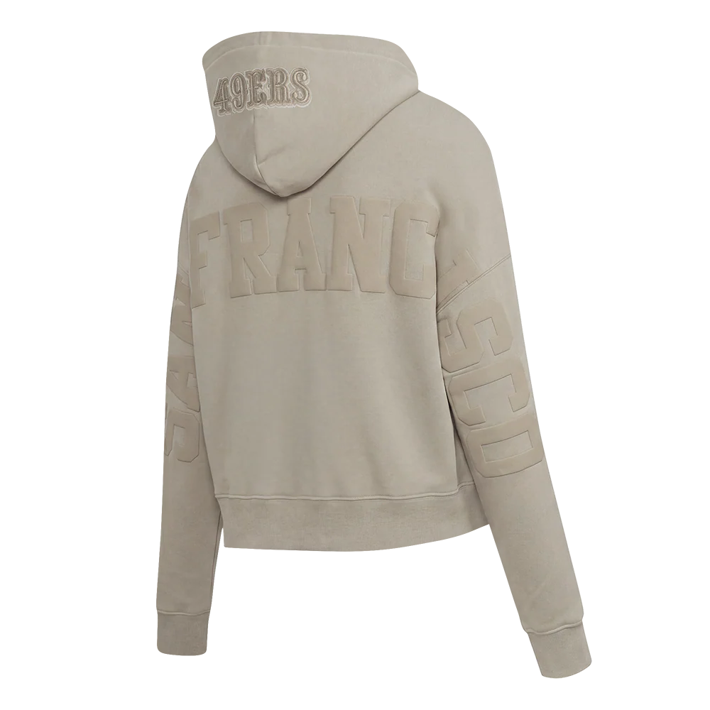 NFL SAN FRANCISCO 49ERS WINGSPAN WOMEN'S FLC CROPPED PO HOODIE (TAUPE) - Image 4