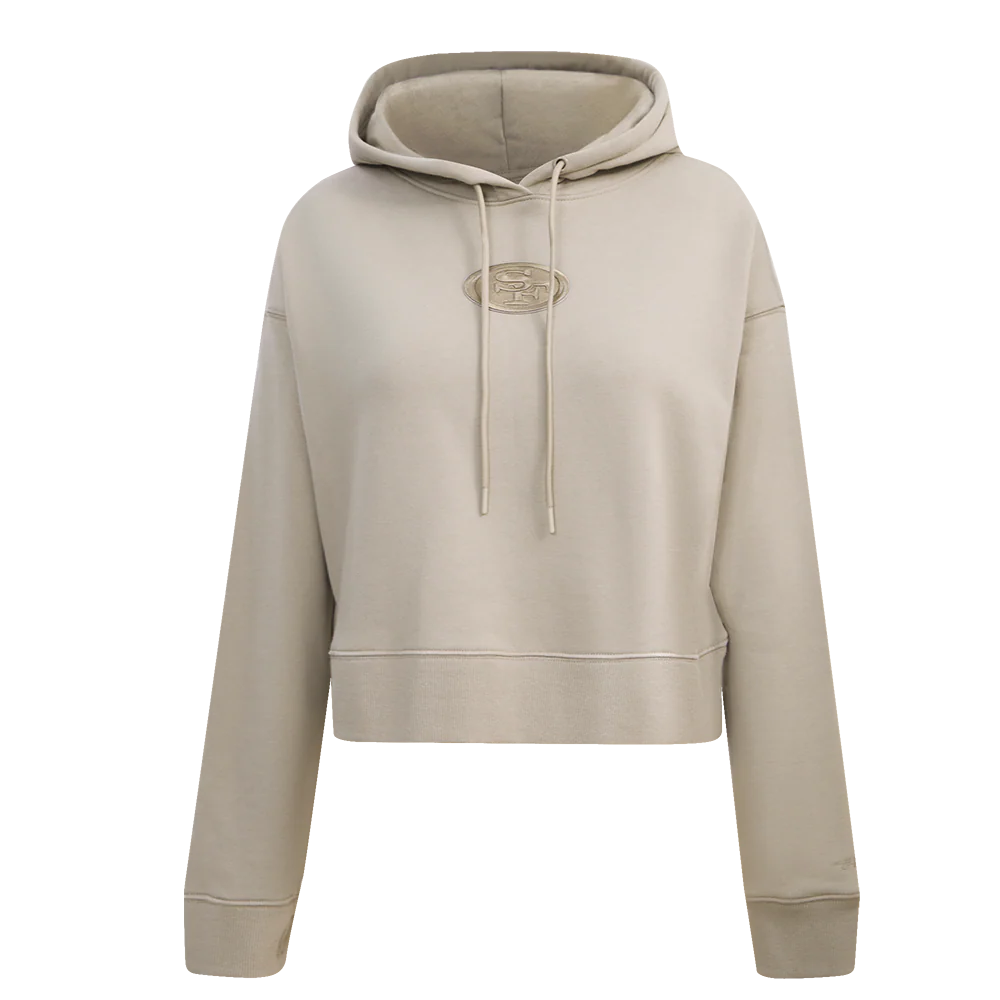 NFL SAN FRANCISCO 49ERS WINGSPAN WOMEN'S FLC CROPPED PO HOODIE (TAUPE) - Image 8