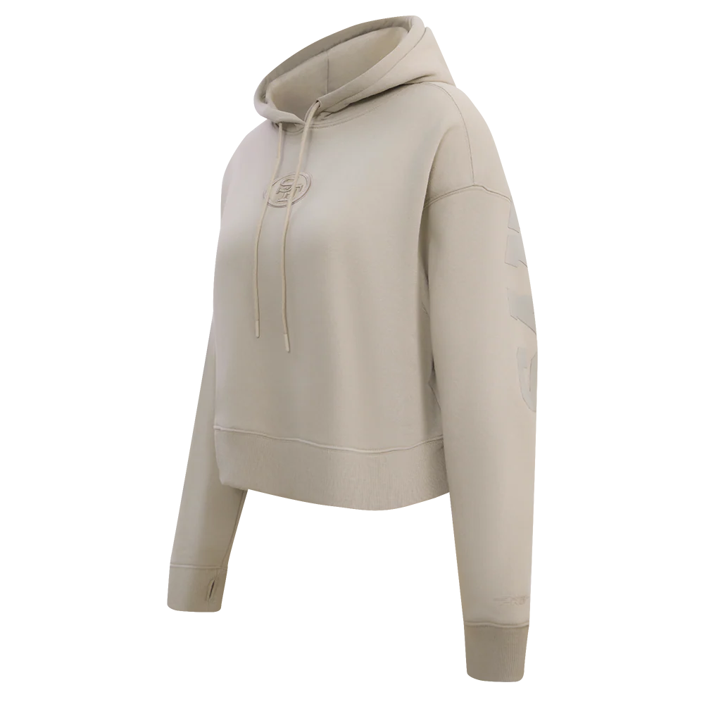 NFL SAN FRANCISCO 49ERS WINGSPAN WOMEN'S FLC CROPPED PO HOODIE (TAUPE) - Image 9