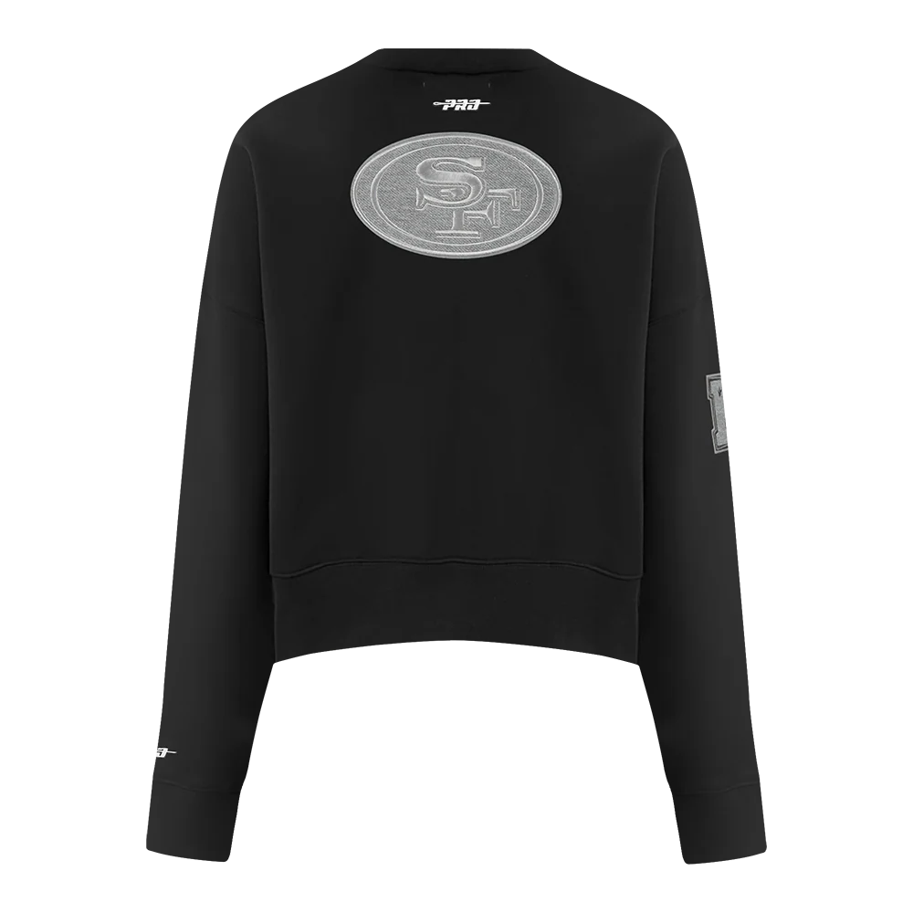 NFL SAN FRANCISCO 49ERS REVERSE FRENCH TERRY WOMEN'S FLEECE CREWNECK (BLACK) - Image 3