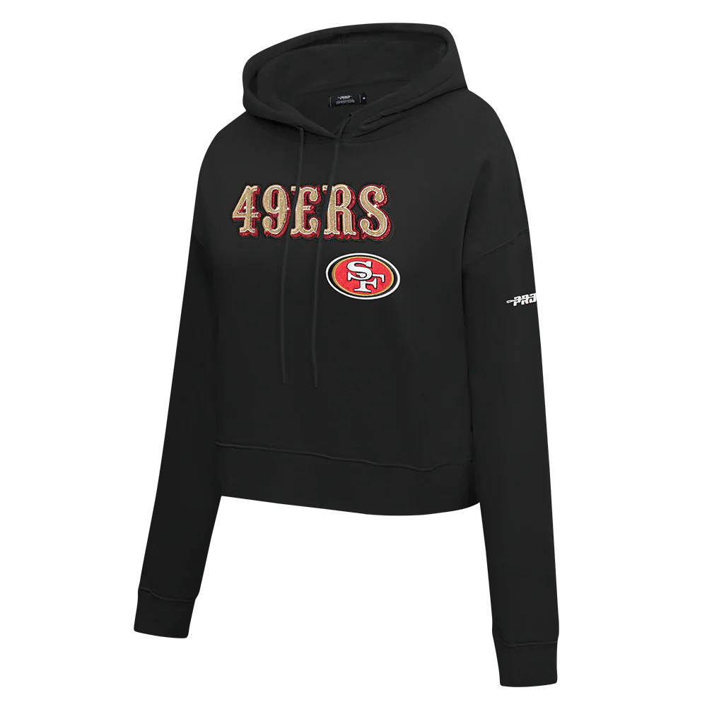 NFL SAN FRANCISCO 49ERS GAME DAY CLASSICS WOMEN'S DK CROPPED PO HOODIE (BLACK) - Image 2