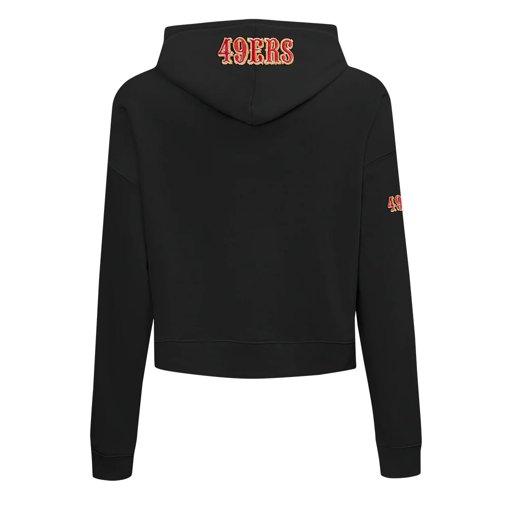 NFL SAN FRANCISCO 49ERS GAME DAY CLASSICS WOMEN'S DK CROPPED PO HOODIE (BLACK) - Image 3