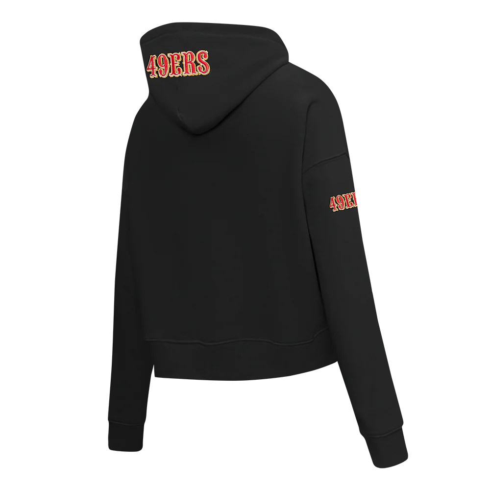 NFL SAN FRANCISCO 49ERS GAME DAY CLASSICS WOMEN'S DK CROPPED PO HOODIE (BLACK) - Image 4
