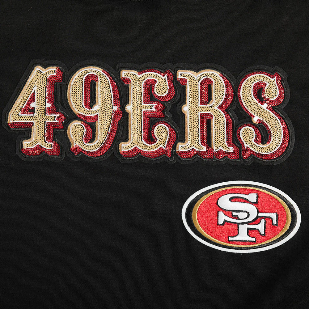 NFL SAN FRANCISCO 49ERS GAME DAY CLASSICS WOMEN'S DK CROPPED PO HOODIE (BLACK) - Image 6