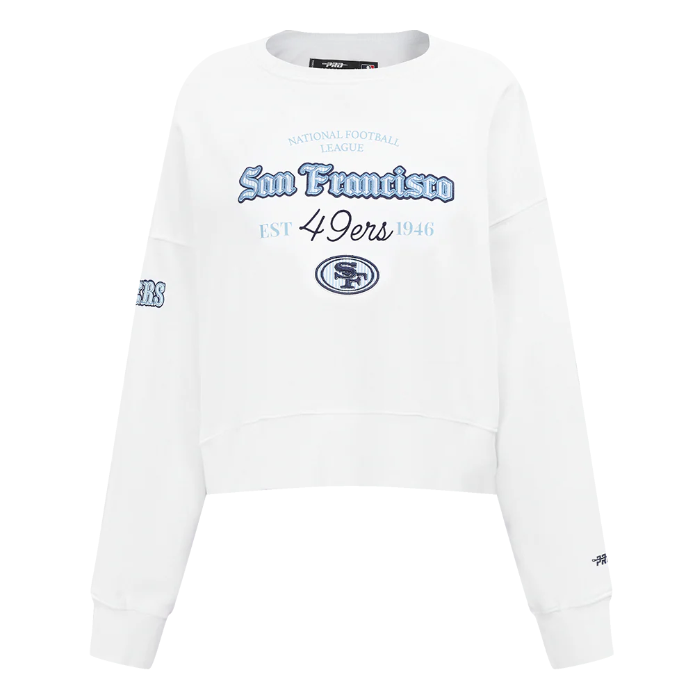 NFL SAN FRANCISCO 49ERS COUNTRY CLUB WOMEN'S DOUBLE KNIT CREWNECK (WHITE)