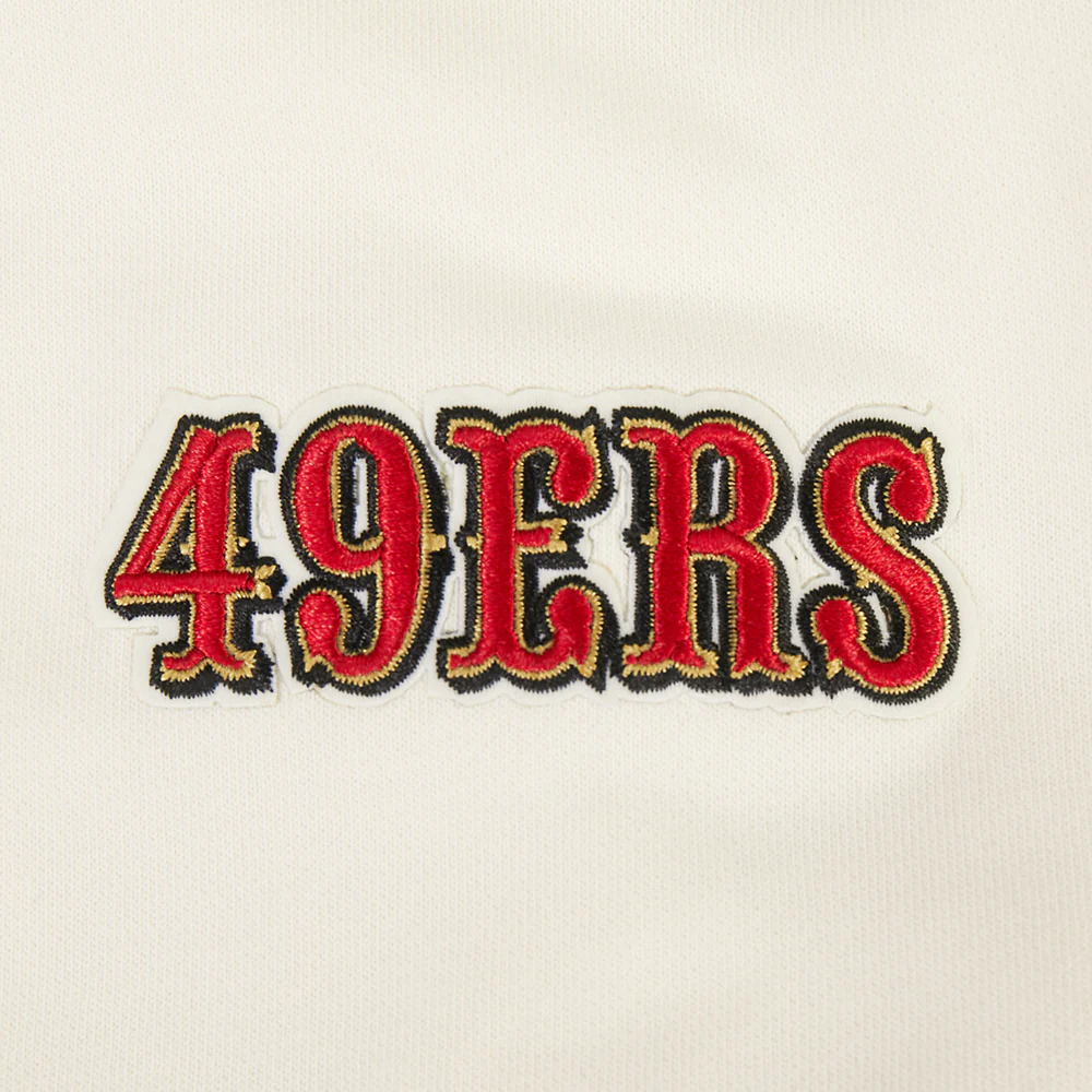 NFL SAN FRANCISCO 49ERS PARADISE WOMEN'S CROPPED PULLOVER HOODIE (EGGSHELL) - Image 5