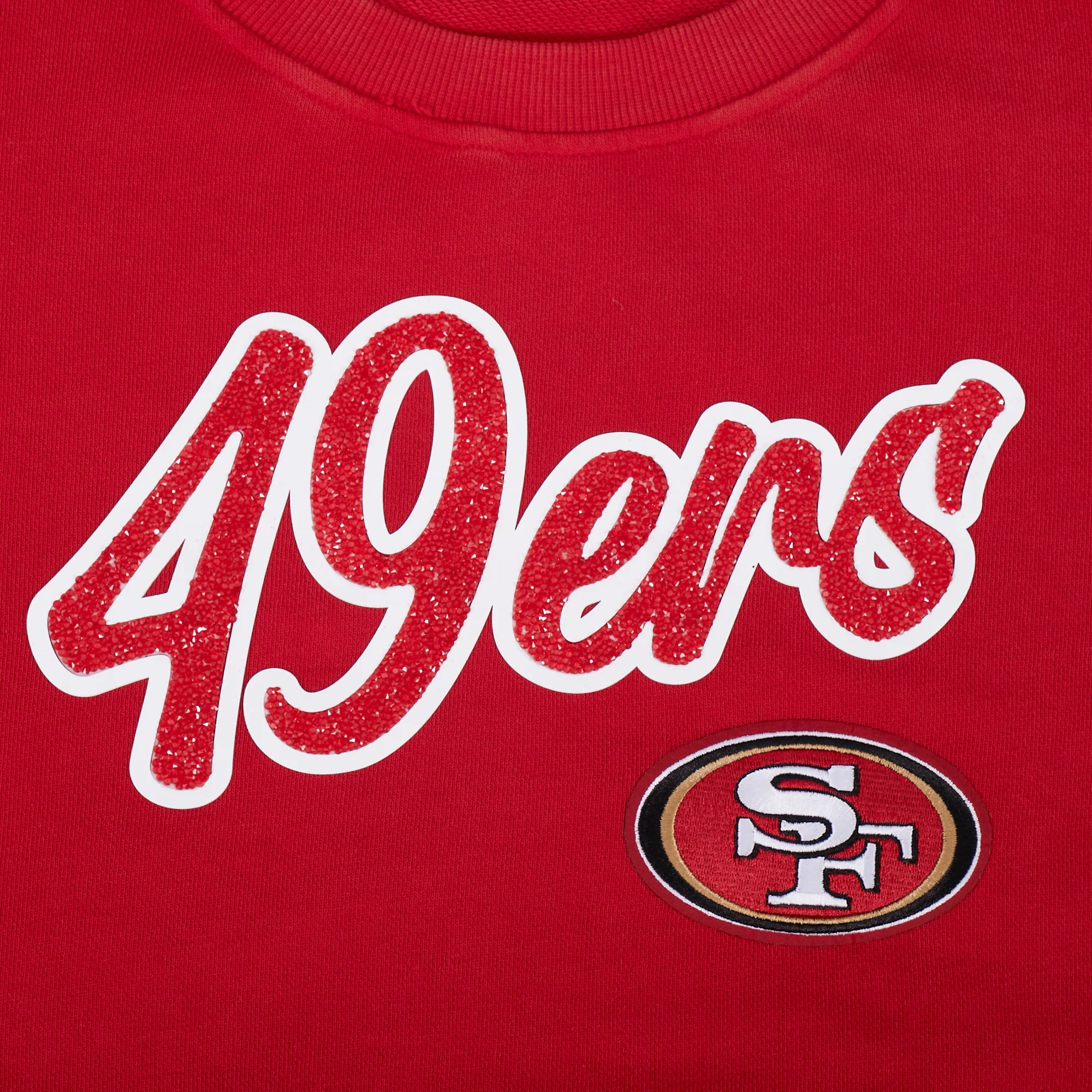 NFL SAN FRANCISCO 49ERS TEAM CRYSTALLINE WOMEN'S CREWNECK SWEATSHIRT (WASHED RED) - Image 3