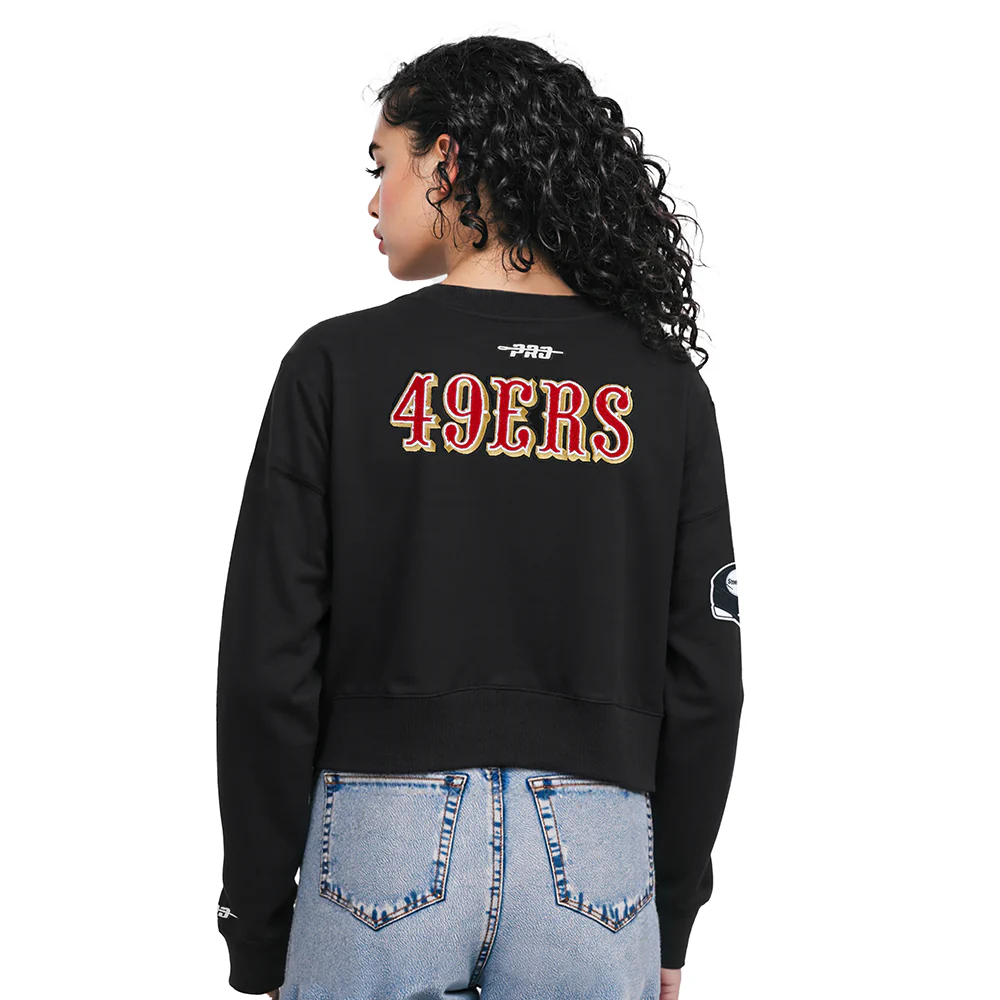 NFL SAN FRANCISCO 49ERS CHRISTIAN MCCAFFREY #23 CLASSIC PNN WOMEN'S FLC CREWNECK (BLACK) - Image 2
