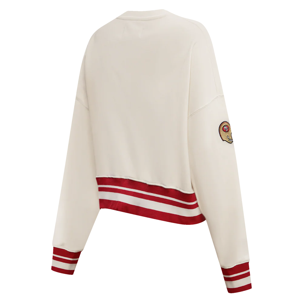 NFL SAN FRANCISCO 49ERS RETRO CLASSIC WOMEN'S CREWNECK (EGGSHELL/ RED) - Image 3