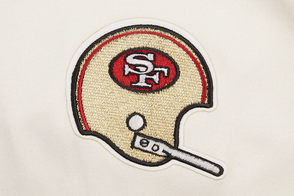 NFL SAN FRANCISCO 49ERS RETRO CLASSIC WOMEN'S CROPPED PULLOVER HOODIE (EGGSHELL/ RED) - Image 6