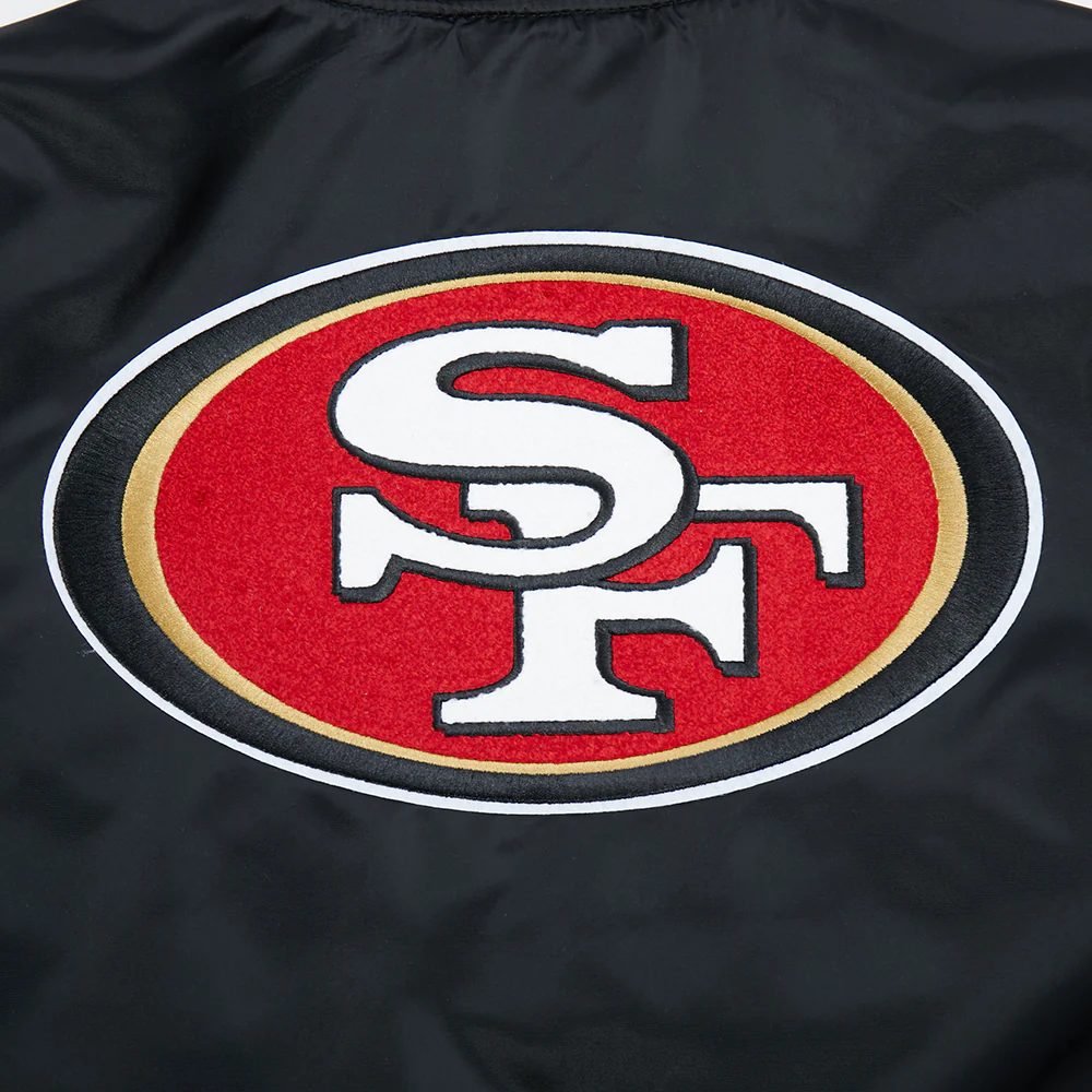 NFL SAN FRANCISCO 49ERS MASHUP WOMEN'S RIB WOOL VARSITY JACKET (BLACK/RED/BLACK) - Image 15