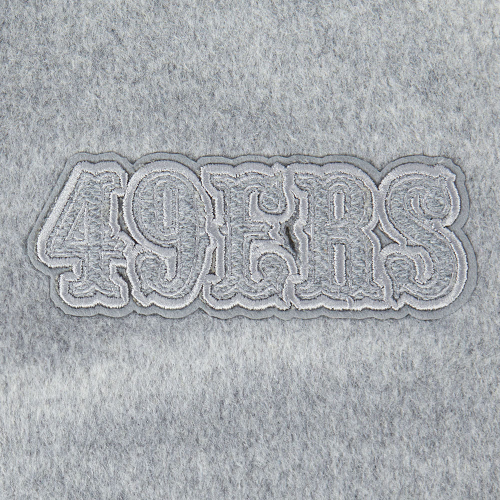 NFL SAN FRANCISCO 49ERS REVERSE FRENCH TERRY WOMEN'S WOOL VARSITY JACK (BLACK/GRAY/EGGSHELL) - Image 6