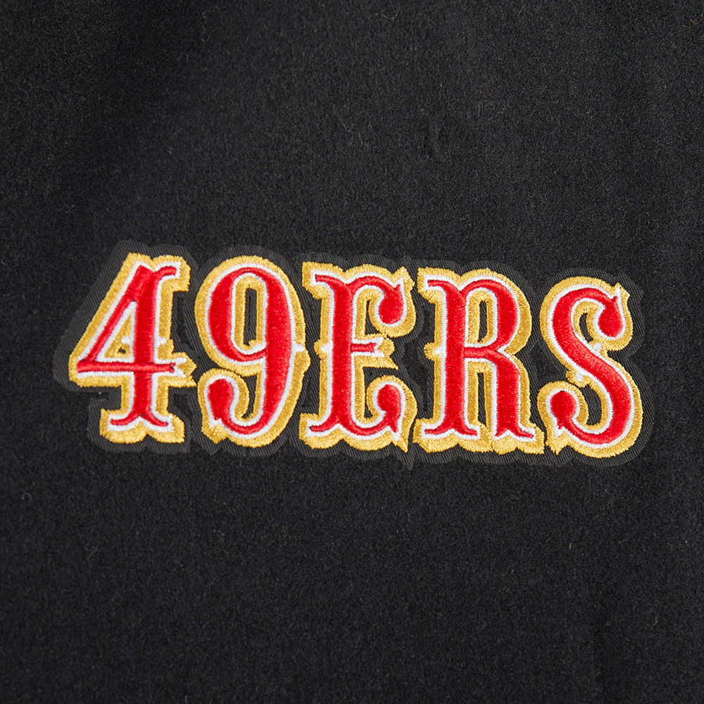 NFL SAN FRANCISCO 49ERS GAME DAY CLASSICS WOMEN'S WOOL VARSITY JACKET (BLACK/WHITE) - Image 7