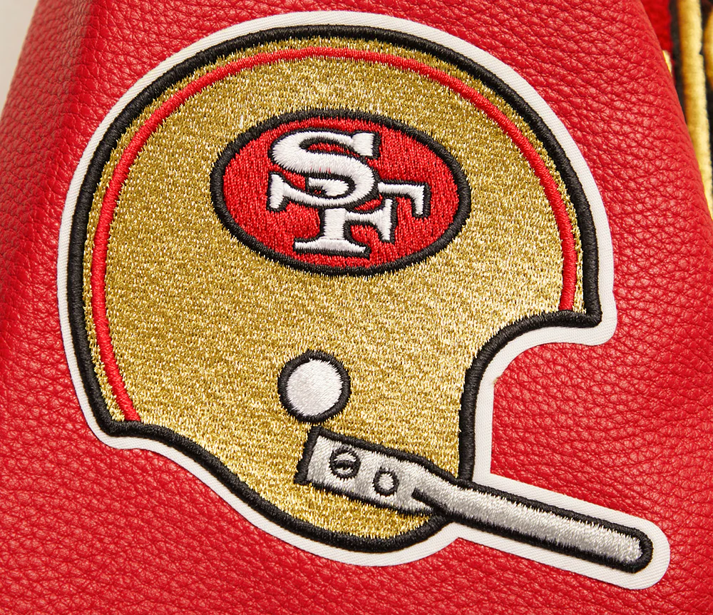NFL SAN FRANCISCO 49ERS RETRO CLASSIC WOMEN'S RIB WOOL VARSITY JACKET (EGGSHELL/ RED) - Image 9