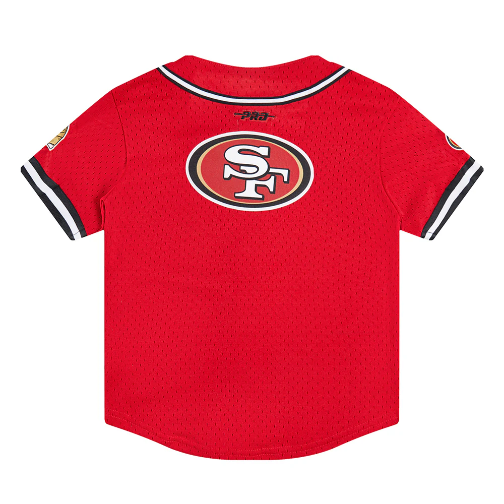 NFL SAN FRANCISCO 49ERS CLASSIC LITTLE BOYS MESH BUTTON DOWN SHIRT (RED/BLACK) - Image 14