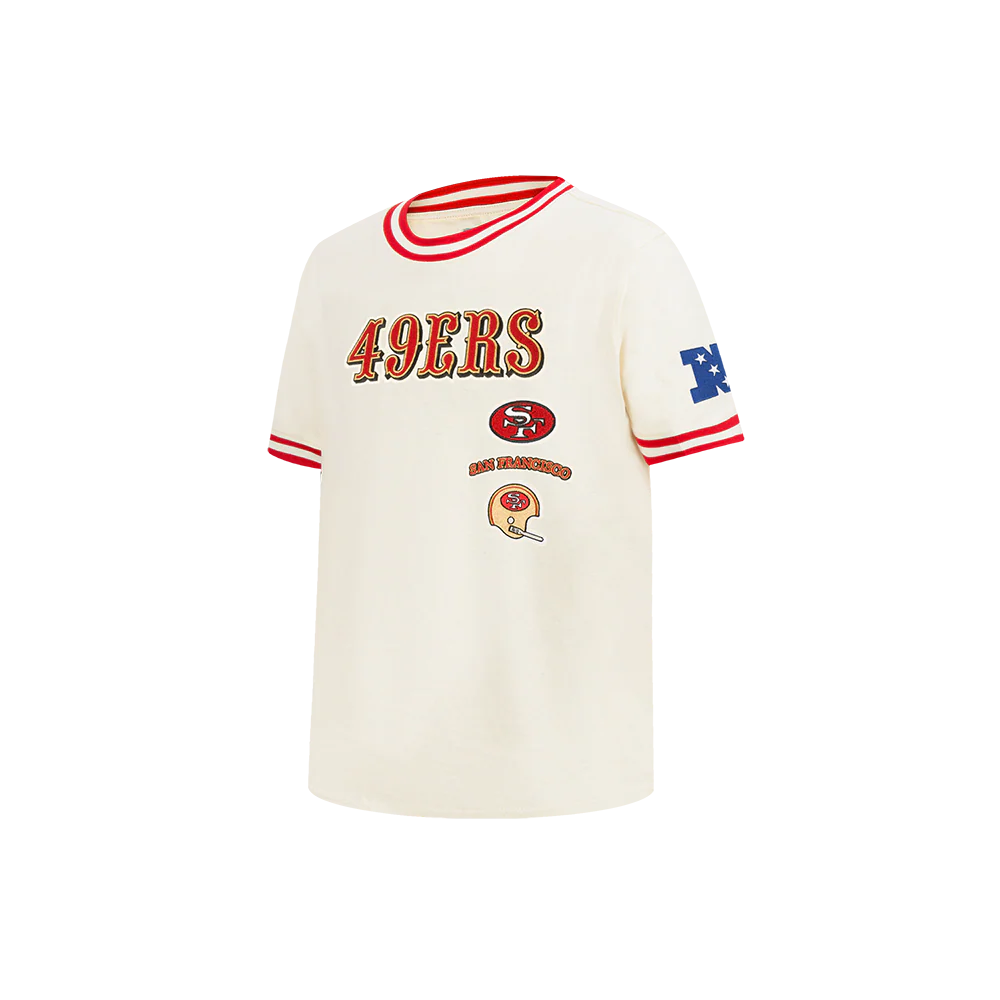 NFL SAN FRANCISCO 49ERS RETRO CLASSIC LITTLE BOY'S SS STRIPED RIB TEE (EGGSHELL/ RED) - Image 3