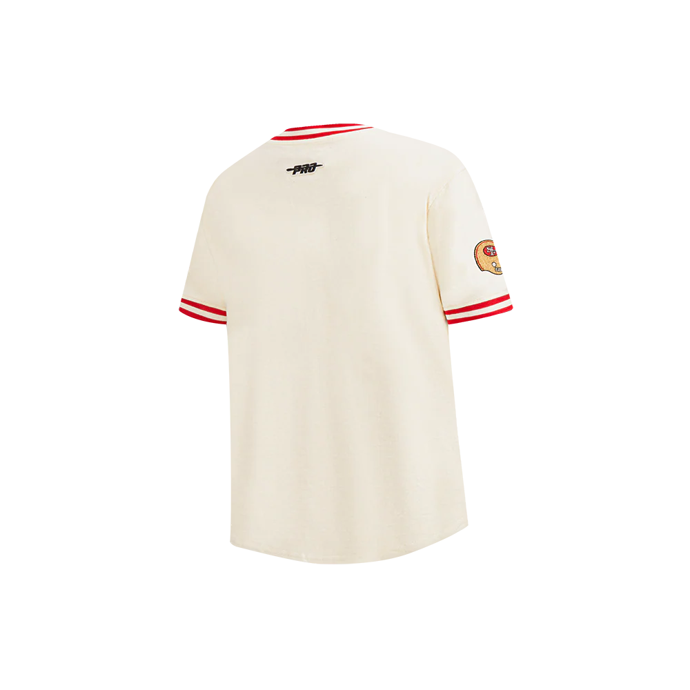 NFL SAN FRANCISCO 49ERS RETRO CLASSIC LITTLE BOY'S SS STRIPED RIB TEE (EGGSHELL/ RED) - Image 4