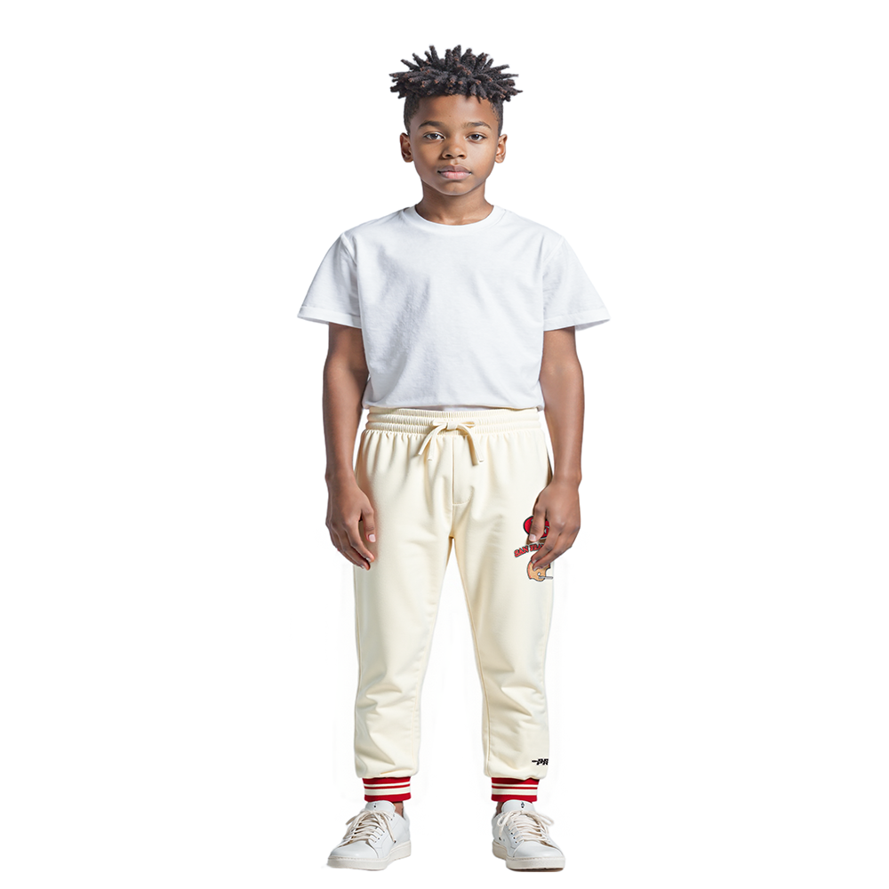 NFL SAN FRANCISCO 49ERS RETRO CLASSIC LITTLE BOYS RIB FLC SWEATPANT (EGGSHELL/ RED) - Image 3