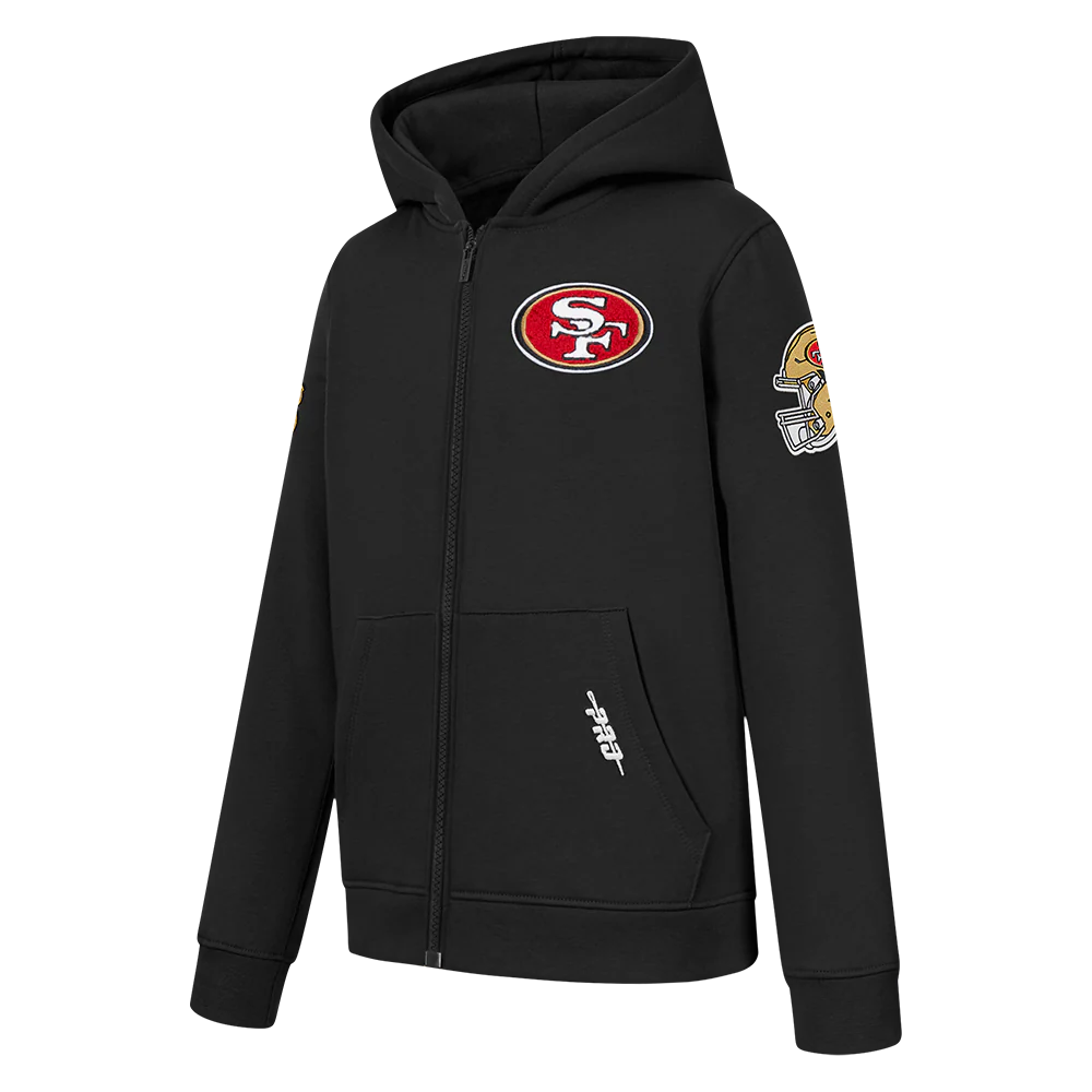 NFL SAN FRANCISCO 49ERS CLASSIC LITTLE BOYS FLEECE FULL ZIP HOODIE (BLACK) - Image 4