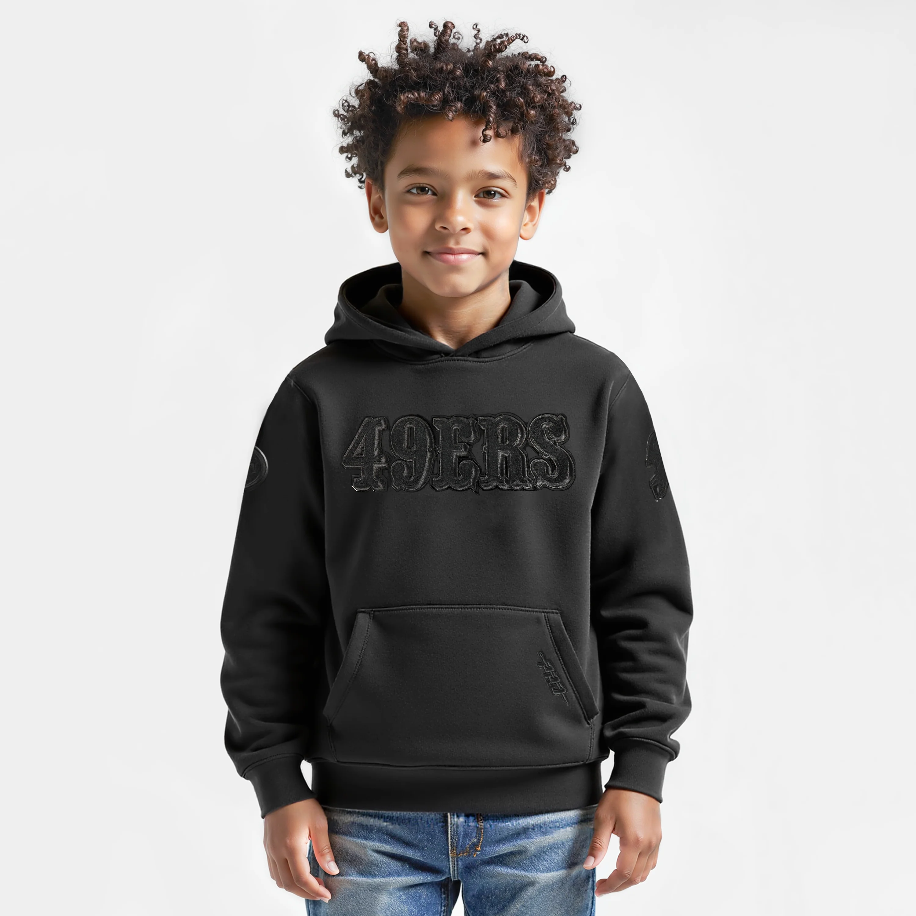 NFL SAN FRANCISCO 49ERS TRIPLE BLACK LITTLE BOYS FLEECE PULLOVER HOODIE (BLACK)
