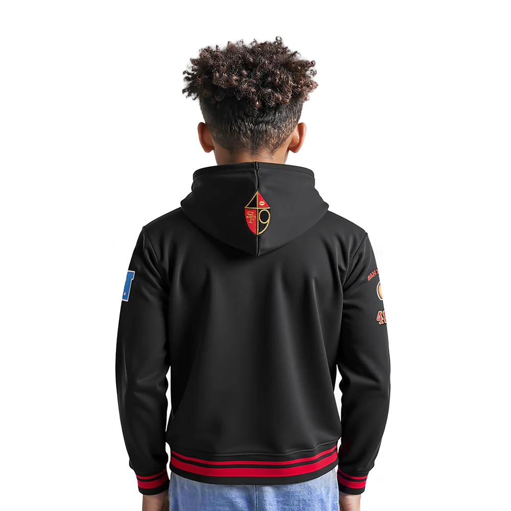 NFL SAN FRANCISCO 49ERS RETRO CLASSICS LITTLE BOY'S RIB FLEECE PO HOODIE (BLACK/RED/BLACK) - Image 2