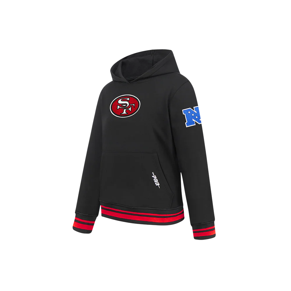 NFL SAN FRANCISCO 49ERS RETRO CLASSICS LITTLE BOY'S RIB FLEECE PO HOODIE (BLACK/RED/BLACK) - Image 3