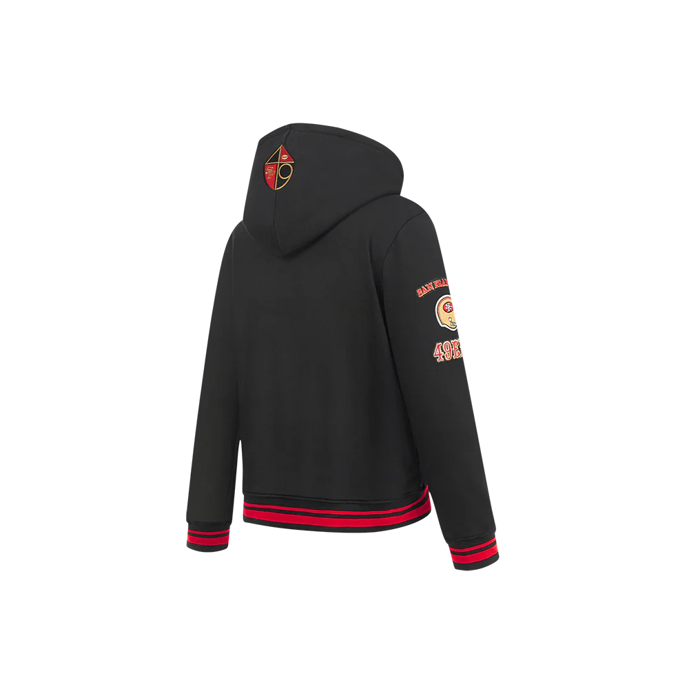 NFL SAN FRANCISCO 49ERS RETRO CLASSICS LITTLE BOY'S RIB FLEECE PO HOODIE (BLACK/RED/BLACK) - Image 4
