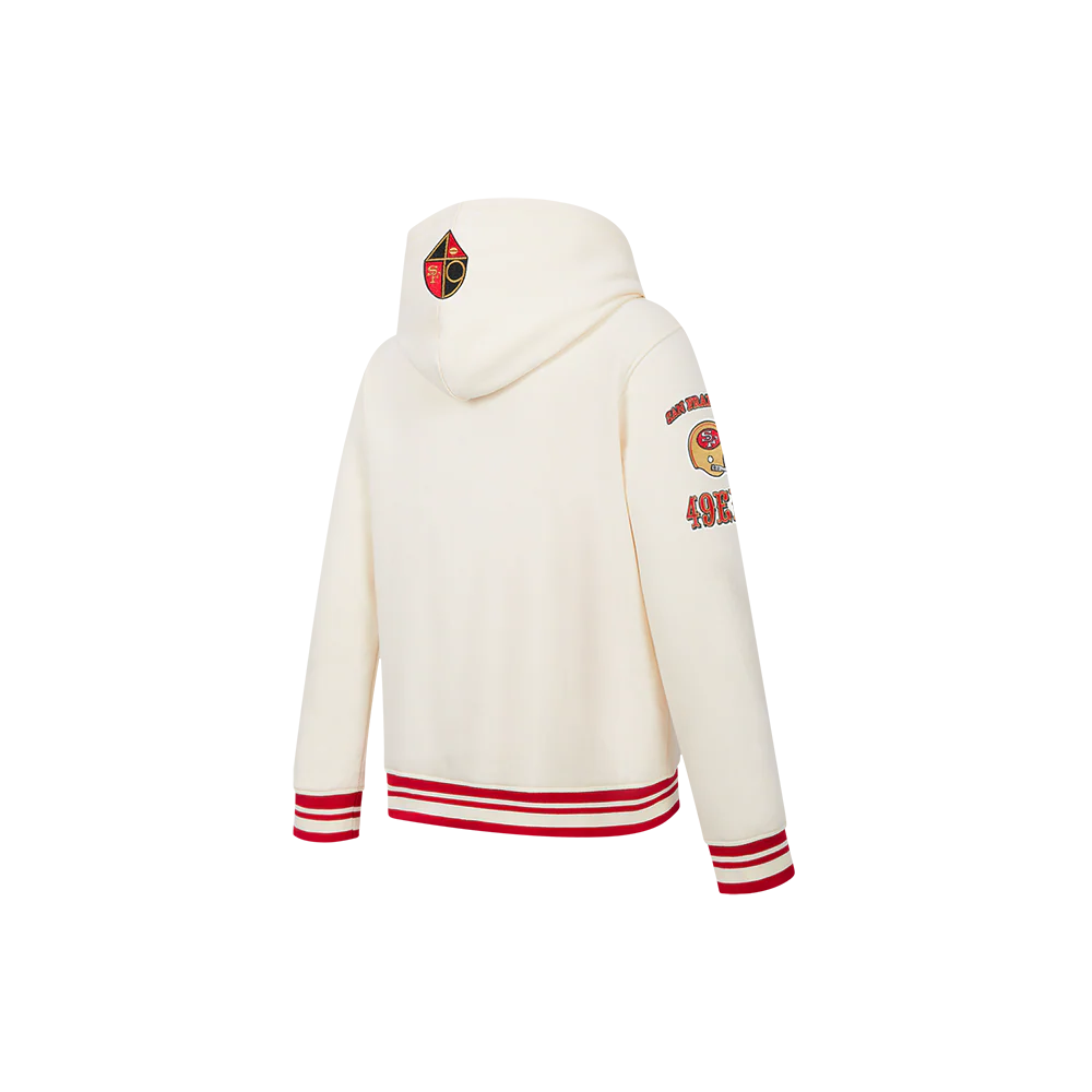 NFL SAN FRANCISCO 49ERS RETRO CLASSICS LITTLE BOY'S RIB FLEECE PO HOODIE (EGGSHELL/ RED) - Image 4