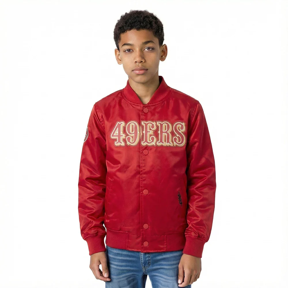 NFL SAN FRANCISCO 49ERS CLASSIC LITTLE BOY'S SATIN JACKET (RED)