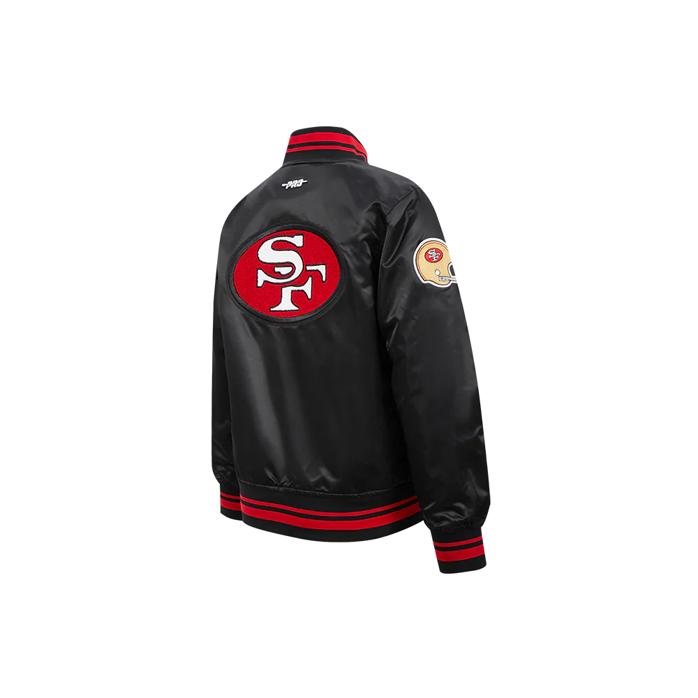 NFL SAN FRANCISCO 49ERS RETRO CLASSIC LITTLE BOYS RIB SATIN JACKET (BLACK/RED/BLACK) - Image 4