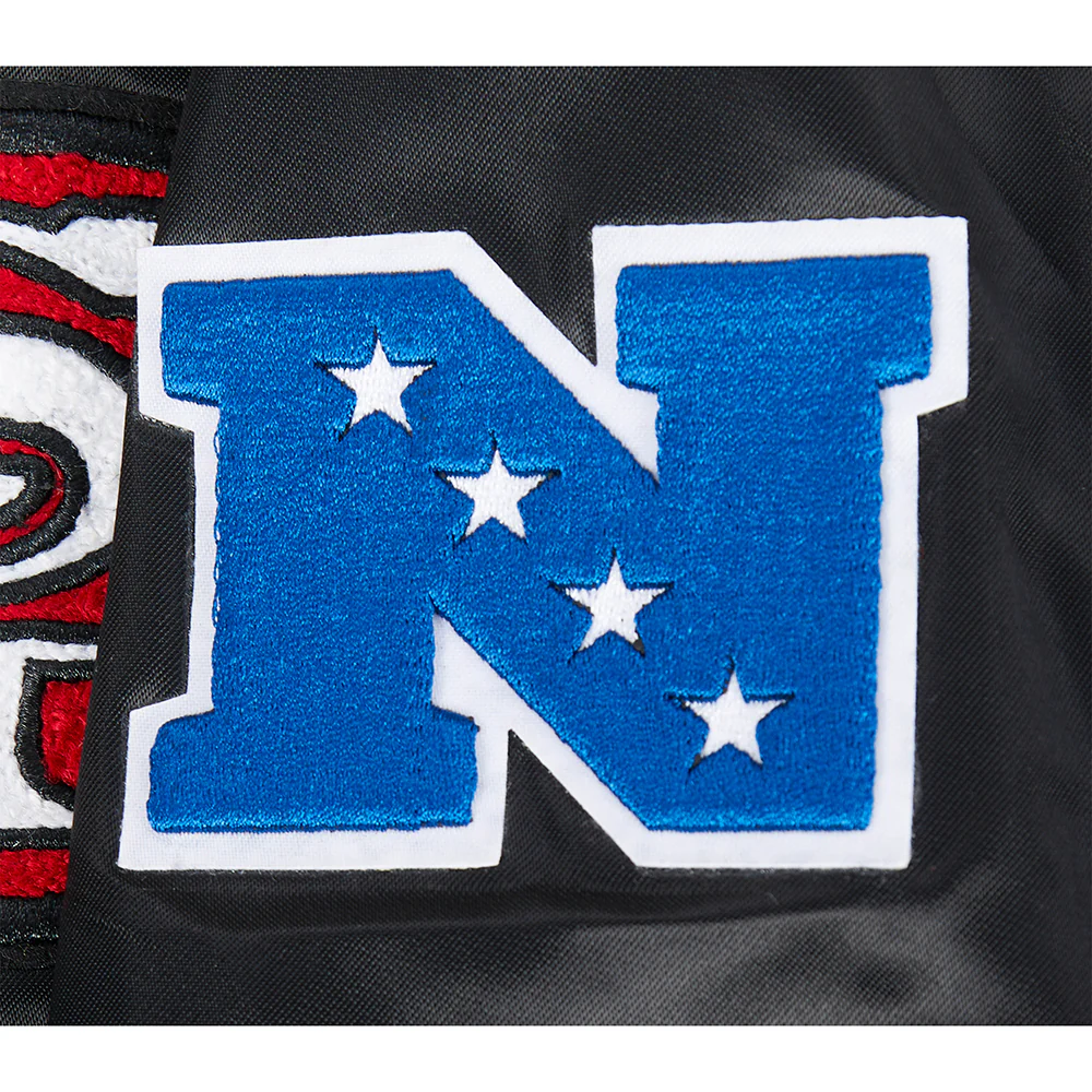 NFL SAN FRANCISCO 49ERS RETRO CLASSIC LITTLE BOYS RIB SATIN JACKET (BLACK/RED/BLACK) - Image 6