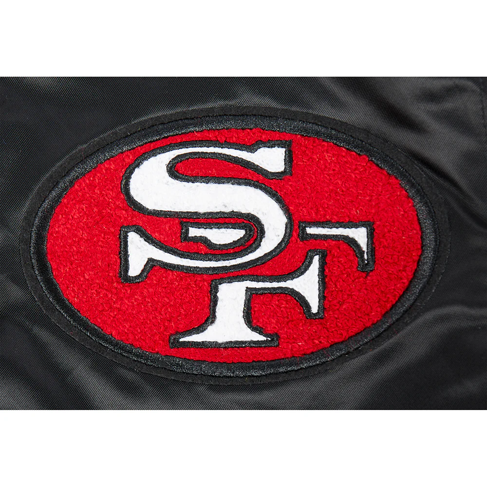 NFL SAN FRANCISCO 49ERS RETRO CLASSIC LITTLE BOYS RIB SATIN JACKET (BLACK/RED/BLACK) - Image 8