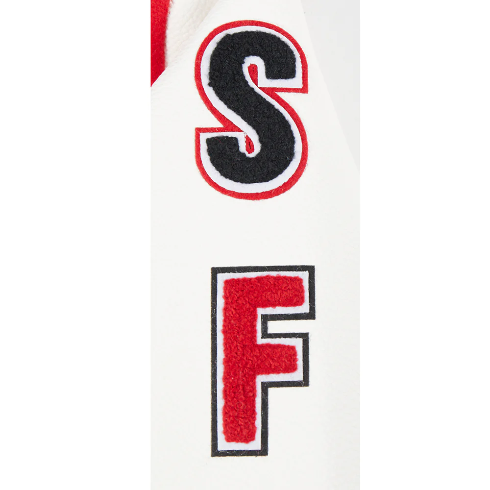 NFL SAN FRANCISCO 49ERS CLASSIC LITTLE BOYS WOOL VARSITY JACKET (RED/WHITE) - Image 9