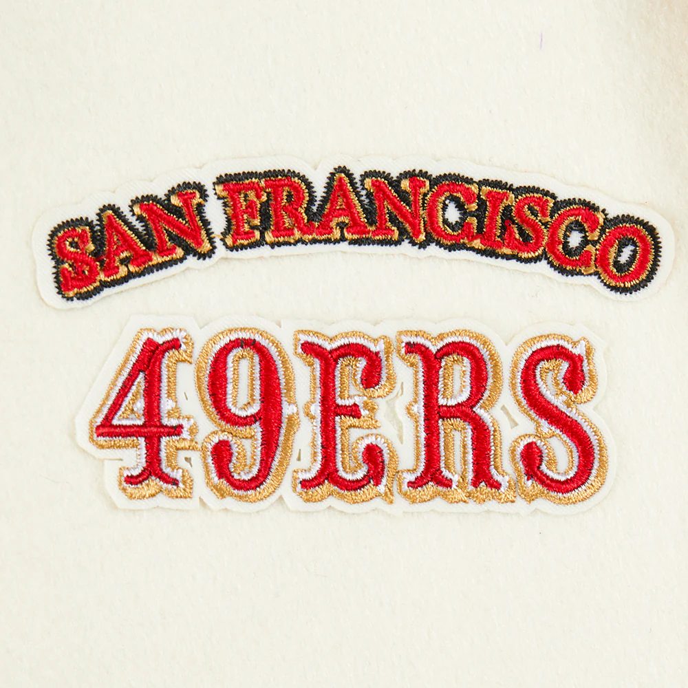 NFL SAN FRANCISCO 49ERS RETRO CLASSIC LITTLE BOYS RIB WOOL VARSITY JACKET (EGGSHELL/ RED) - Image 4