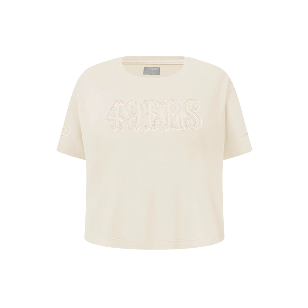NFL SAN FRANCISCO 49ERS NEUTRAL LITTLE GIRLS SHORT SLEEVE BOXY TEE (EGGSHELL)