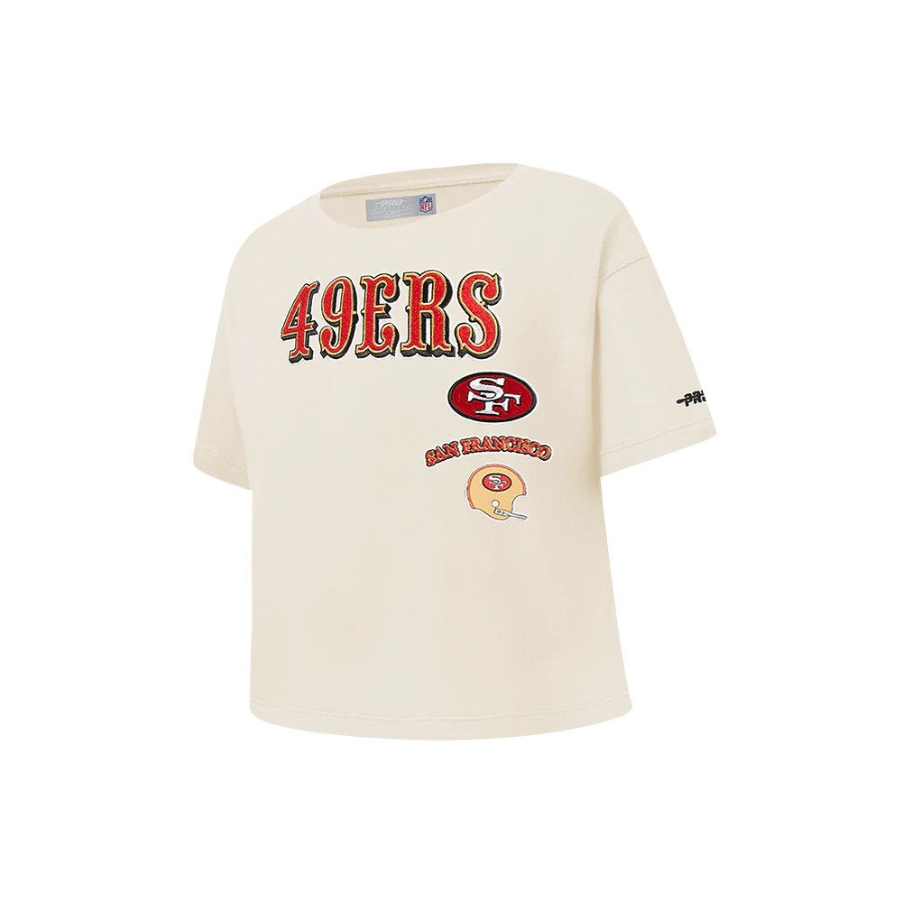 NFL SAN FRANCISCO 49ERS RETRO CLASSICS LITTLE GIRL'S SS BOXY TEE (EGGSHELL) - Image 3