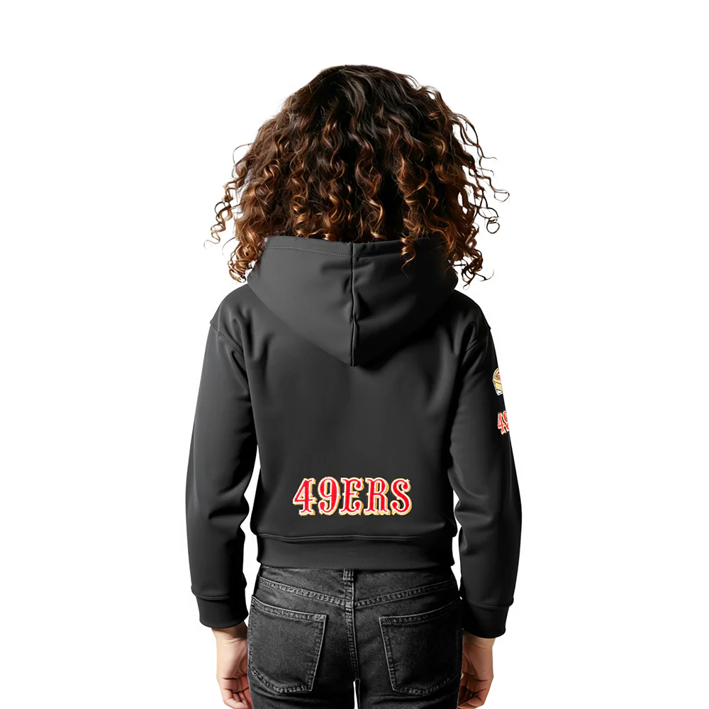 NFL SAN FRANCISCO 49ERS CLASSIC LITTLE GIRLS  FLEECE FULL ZIP HOODIE (BLACK) - Image 2